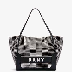 DKNY LARGE LOGO TOTE BLACK WHITE